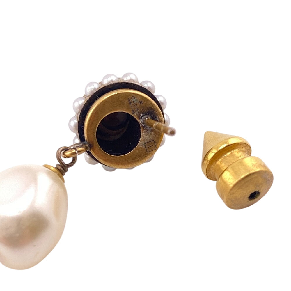 GUCCI Pierce Gold Plated, Faux Pearl gold Interlocking G Women Used