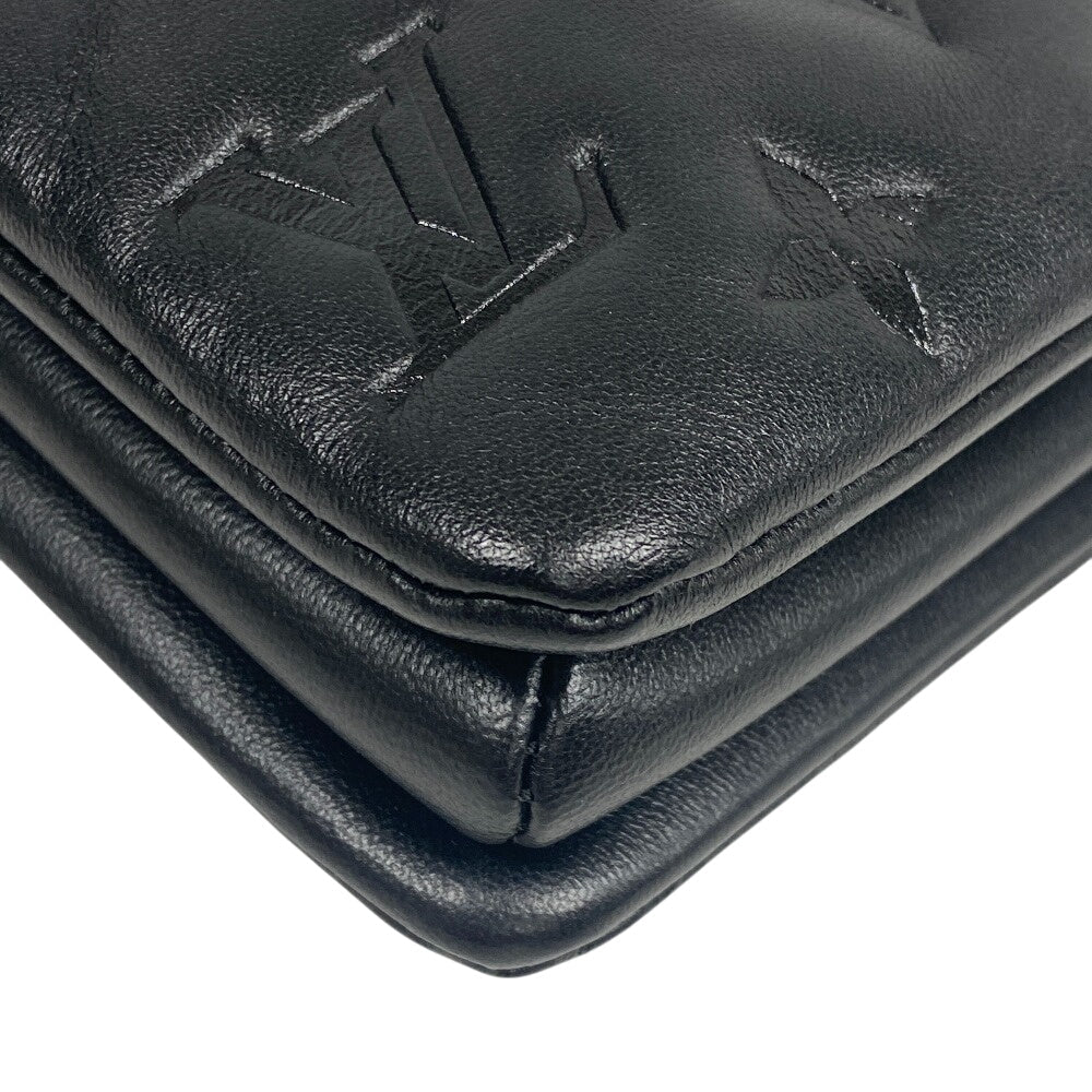 LOUIS VUITTON Handbag M21259 leather black Monogram emboss Kussan BB Chain(Unisex) Used