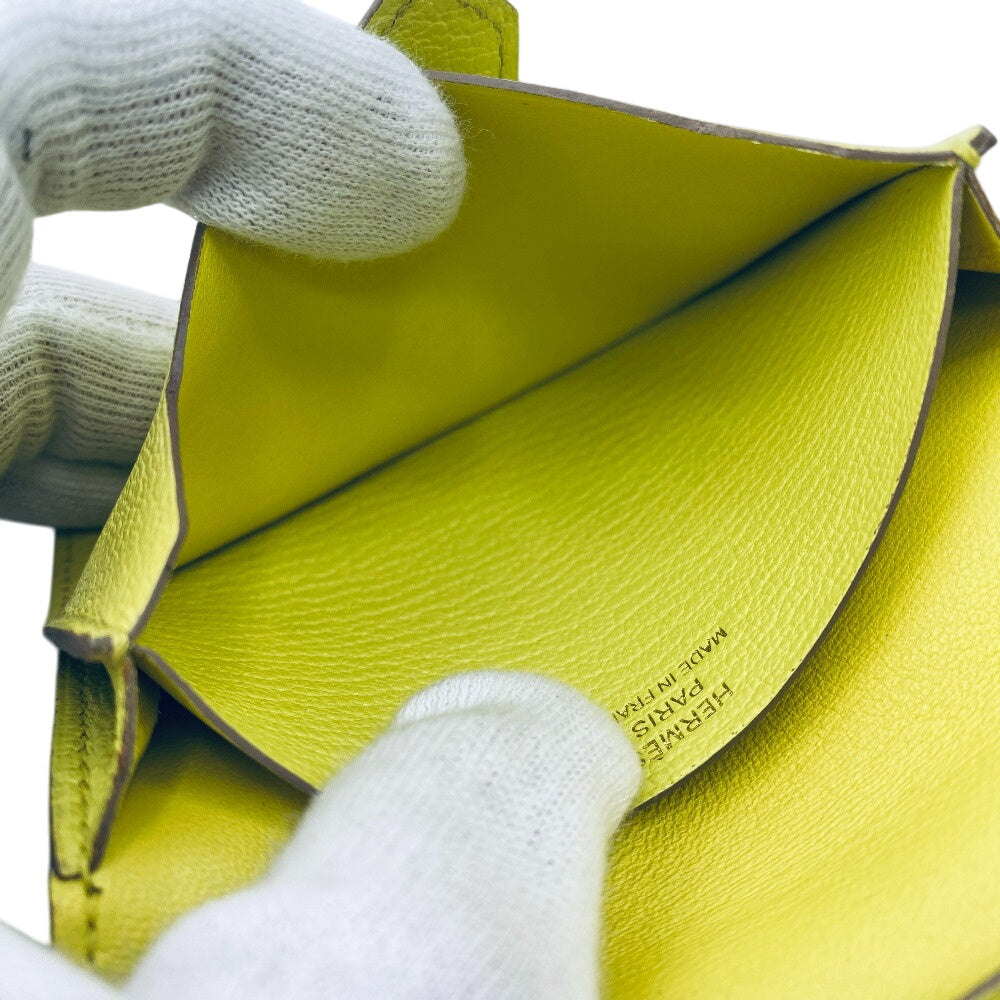 HERMES Card Case Chevre Misol yellow Baan Women(Unisex) Used