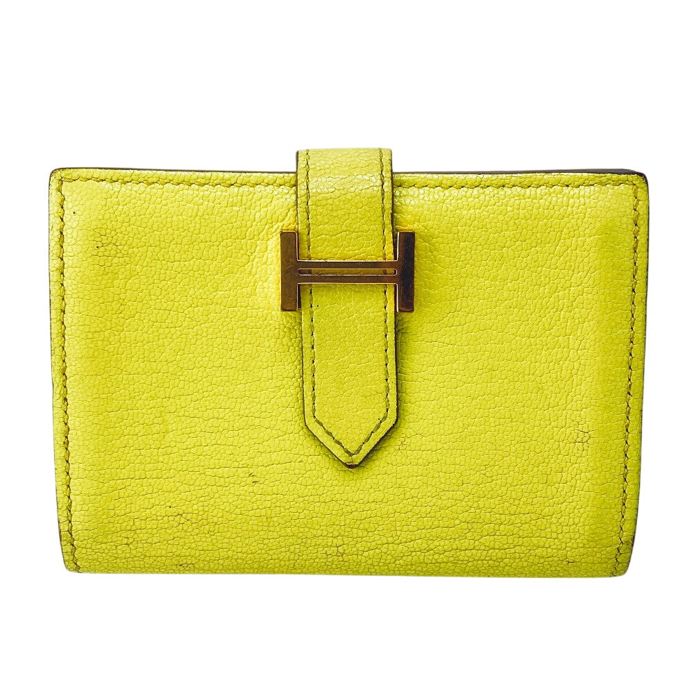 HERMES Card Case Chevre Misol yellow Baan Women(Unisex) Used