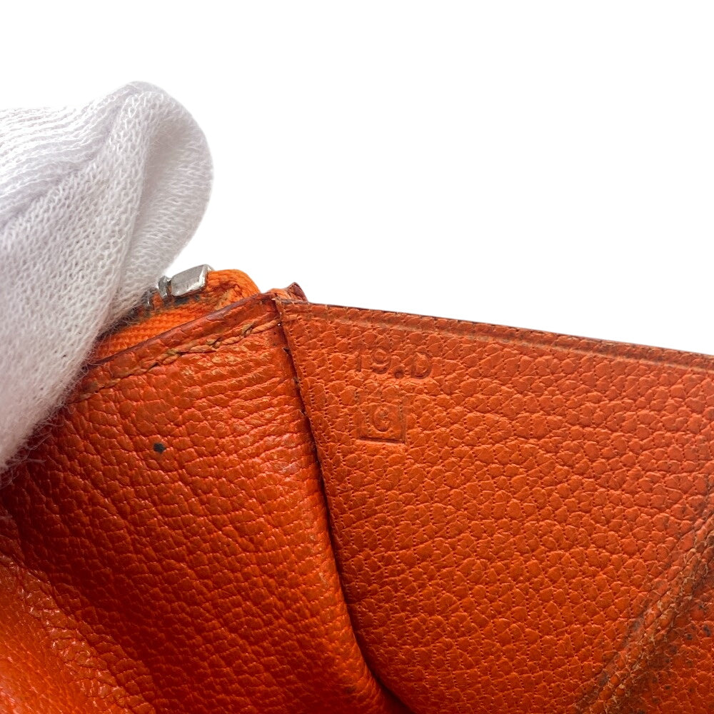 HERMES Long Wallet Purse Chevre Misol Orange Bean Women Used