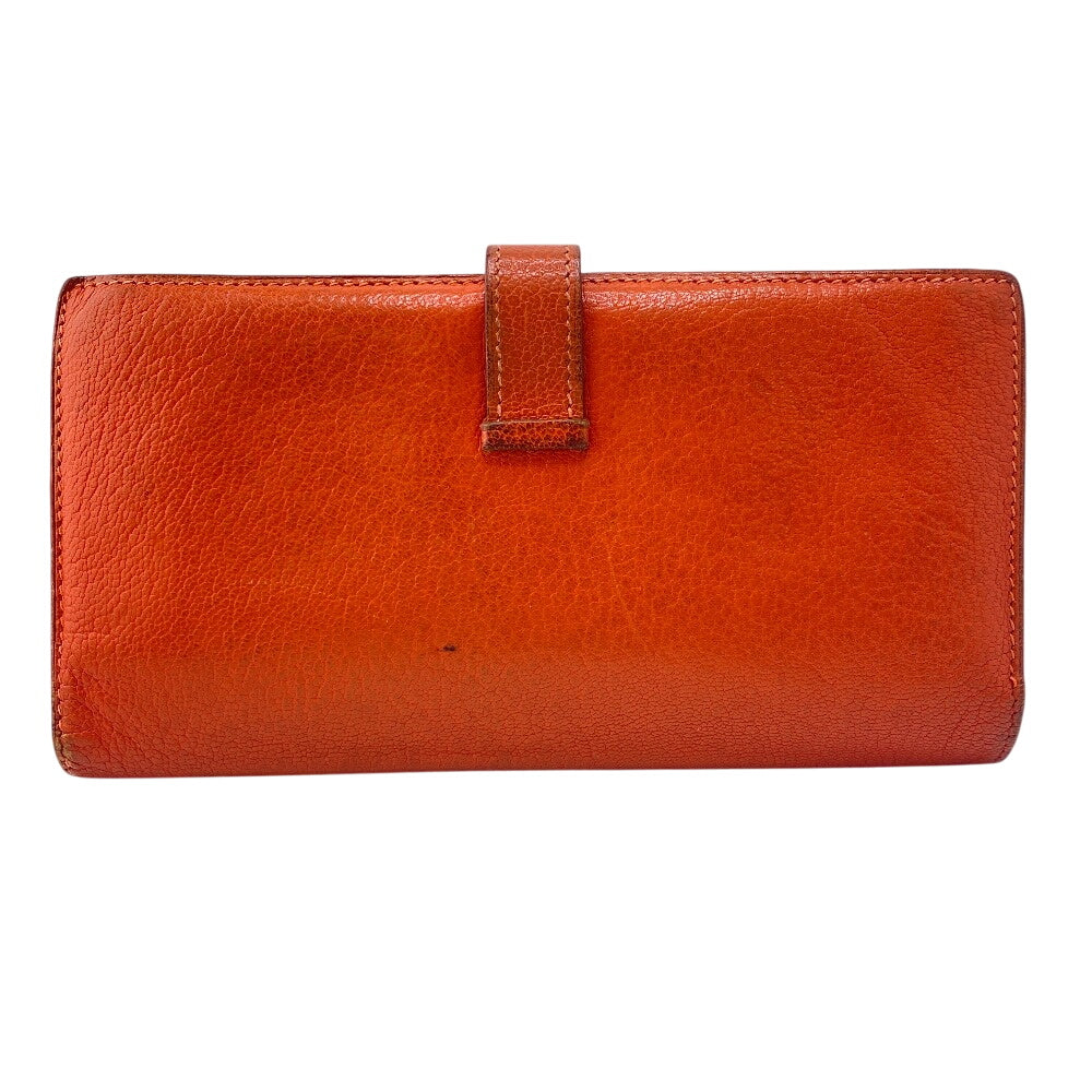 HERMES Long Wallet Purse Chevre Misol Orange Bean Women Used