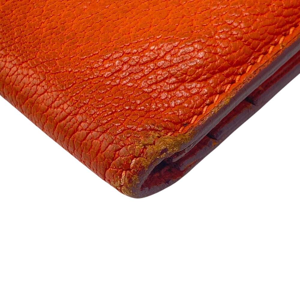 HERMES Long Wallet Purse Chevre Misol Orange Bean Women Used