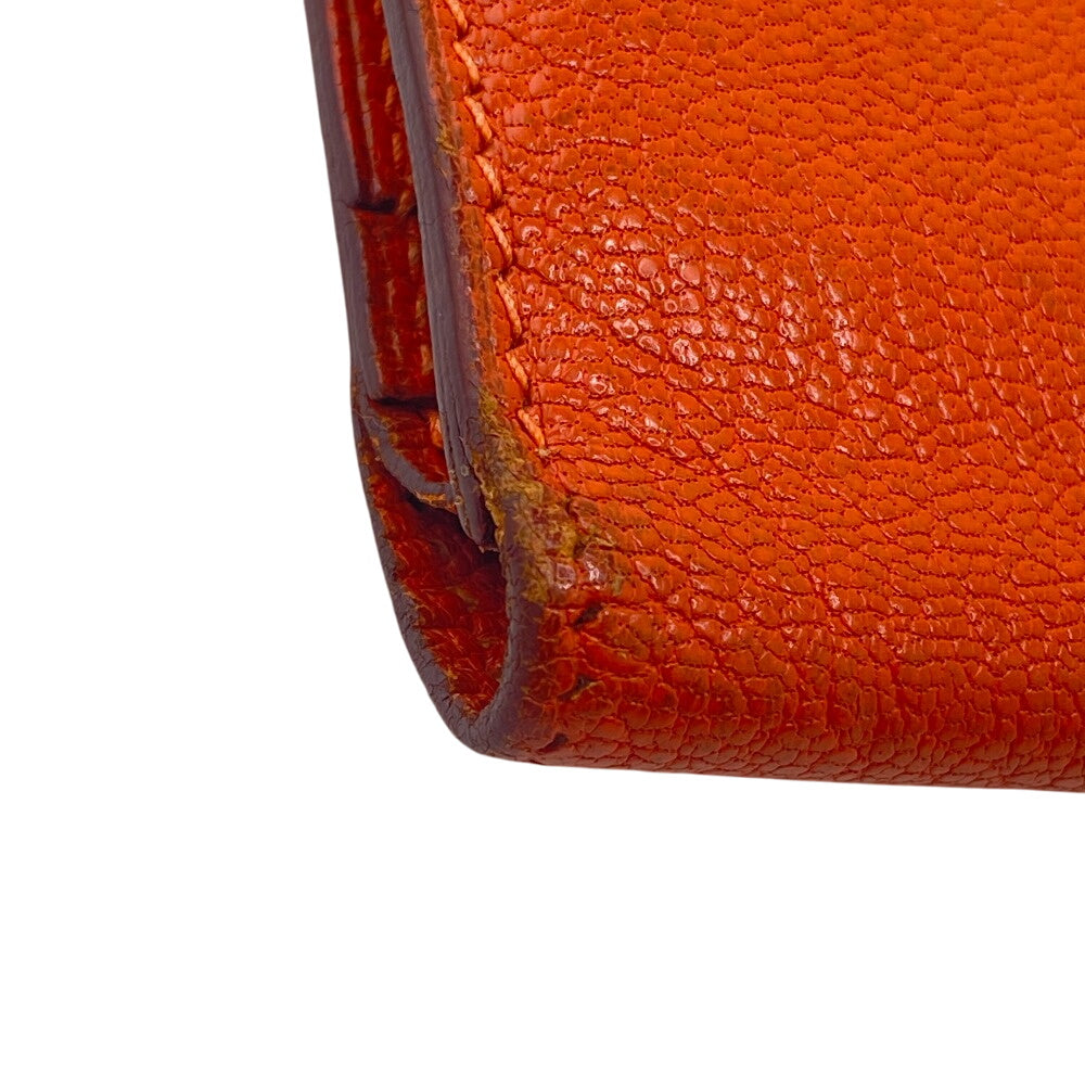 HERMES Long Wallet Purse Chevre Misol Orange Bean Women Used