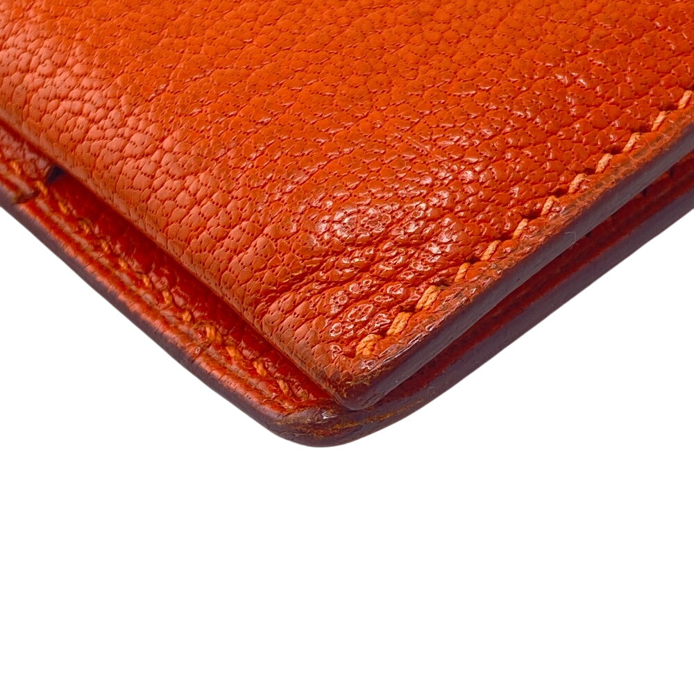 HERMES Long Wallet Purse Chevre Misol Orange Bean Women Used