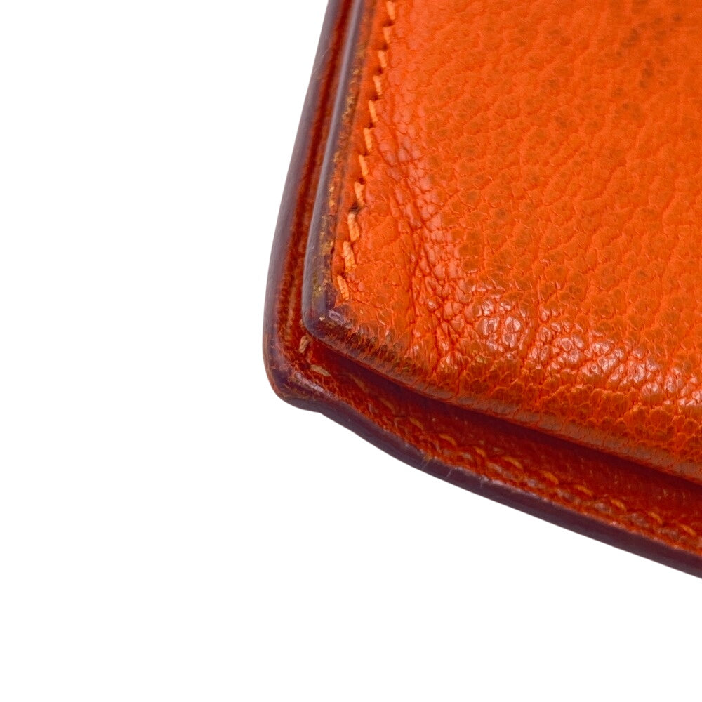 HERMES Long Wallet Purse Chevre Misol Orange Bean Women Used