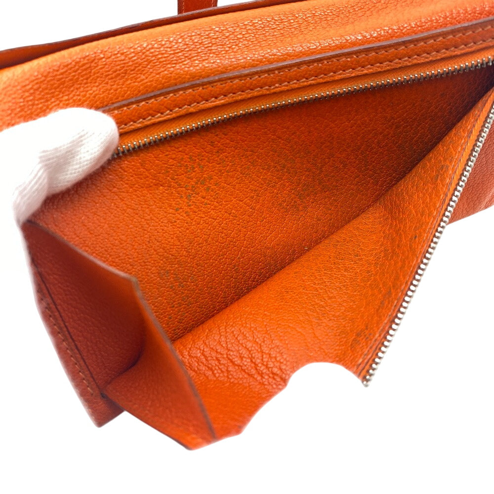 HERMES Long Wallet Purse Chevre Misol Orange Bean Women Used