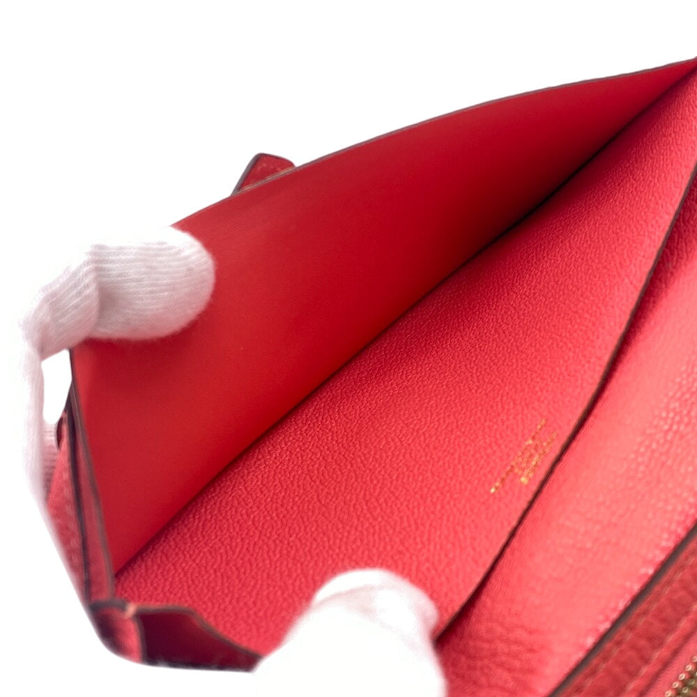 HERMES Long Wallet Purse Chevre Misol pink Beansufla Women Used