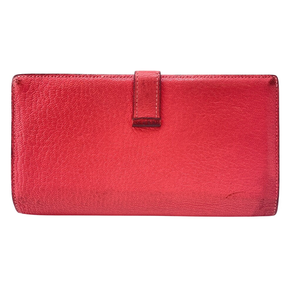 HERMES Long Wallet Purse Chevre Misol pink Beansufla Women Used