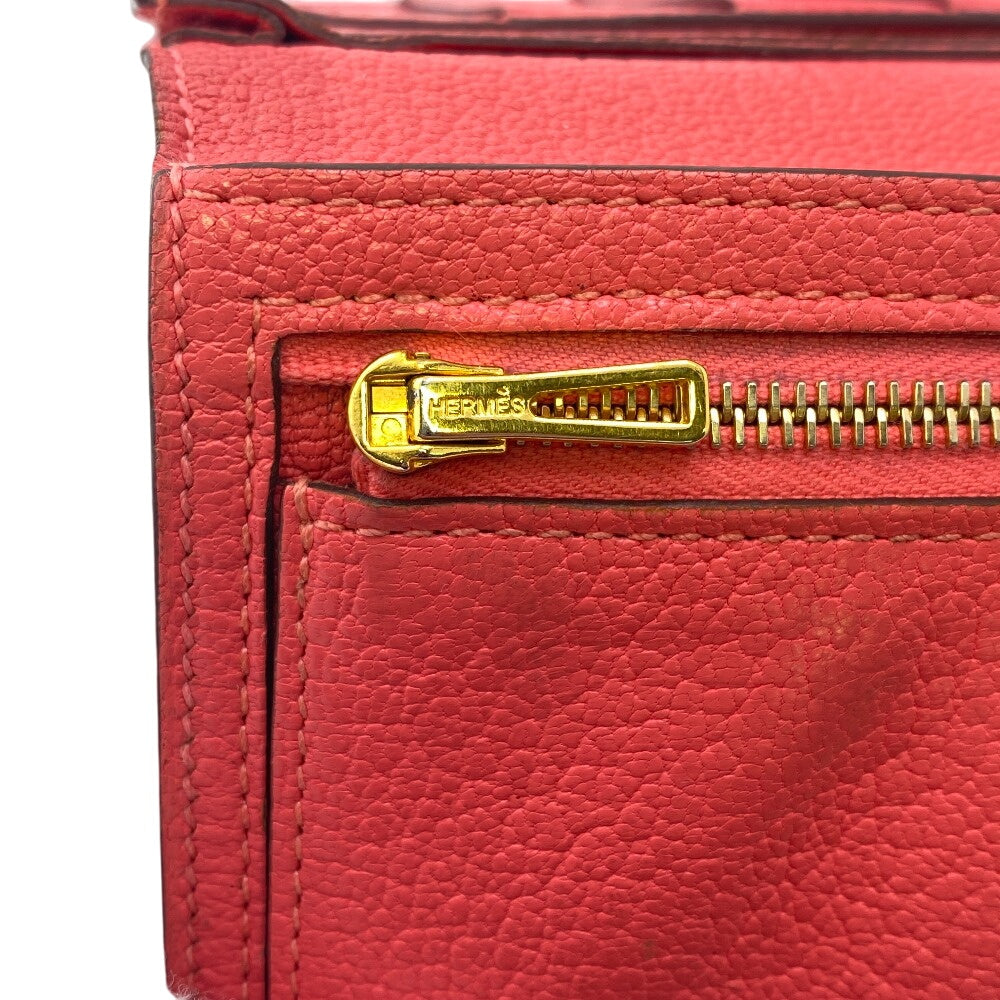 HERMES Long Wallet Purse Chevre Misol pink Beansufla Women Used