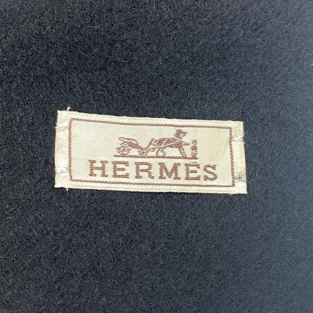 HERMES Scarf cashmere black 1 logo mens(Unisex) Used