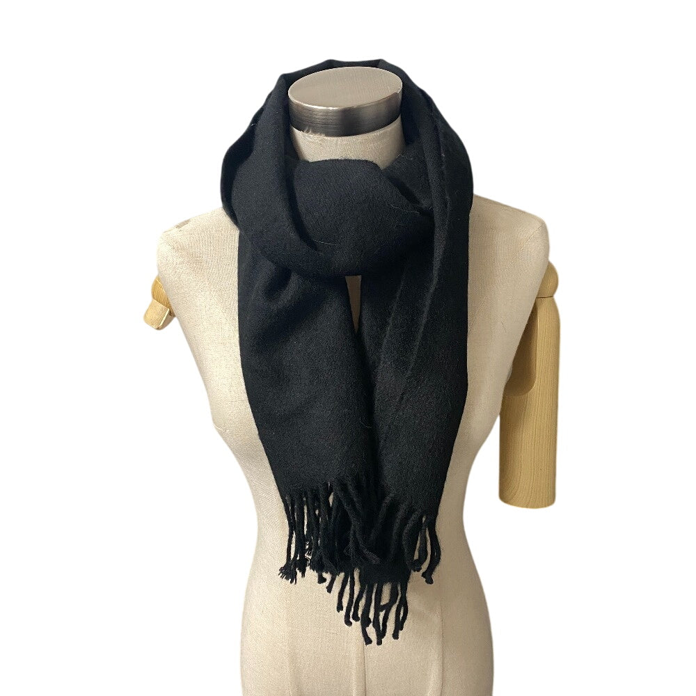 HERMES Scarf cashmere black 1 logo mens(Unisex) Used