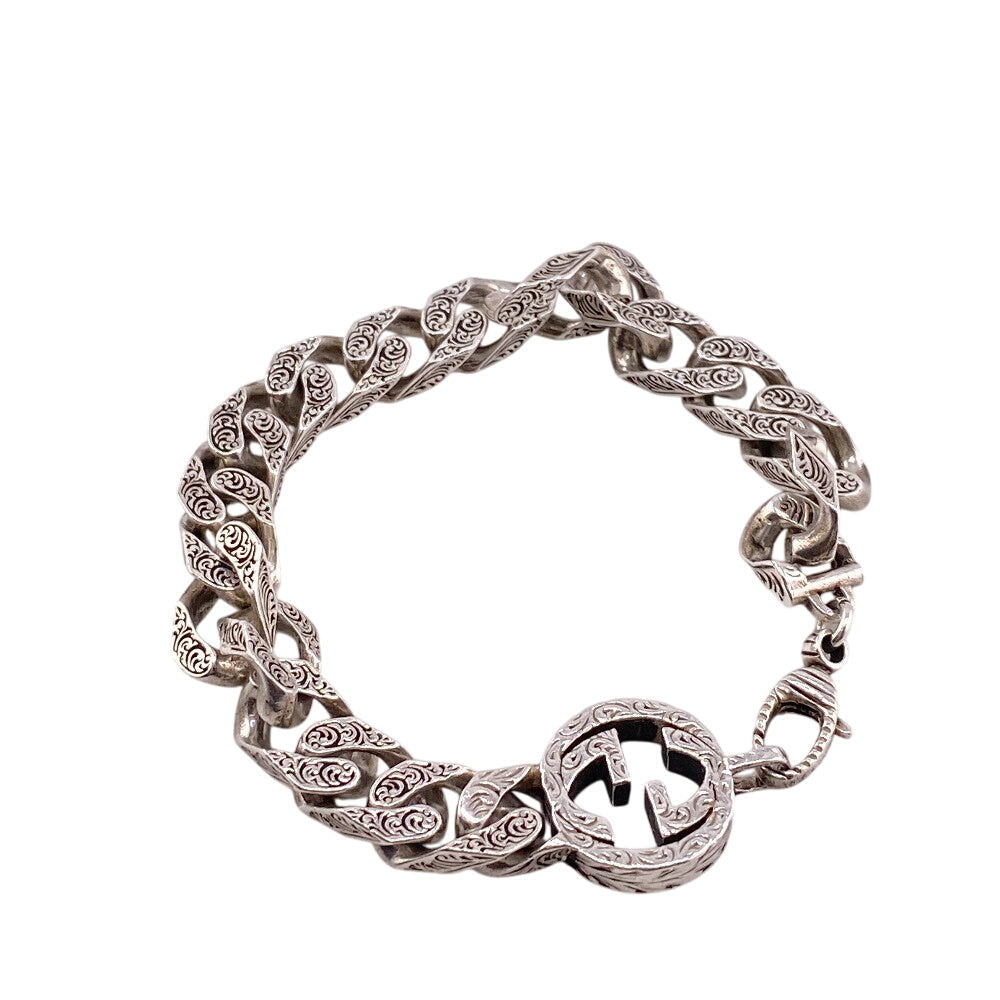 GUCCI bracelet Silver925 Silver Arabesque Interlocking G mens Used