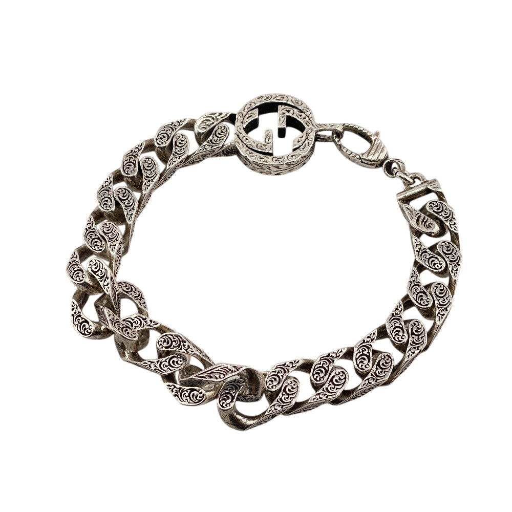 GUCCI bracelet Silver925 Silver Arabesque Interlocking G mens Used