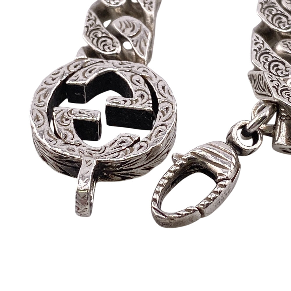 GUCCI bracelet Silver925 Silver Arabesque Interlocking G mens Used