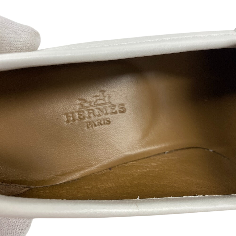 HERMES loafers leather white moccasin royale fringe Women 38 Used