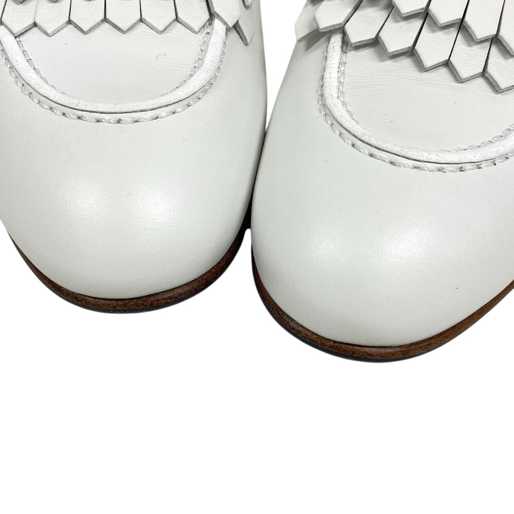 HERMES loafers leather white moccasin royale fringe Women 38 Used