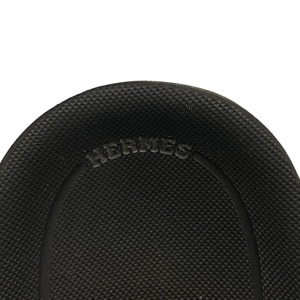 HERMES Sandals leather black velcro strap Enid Women 35 Used