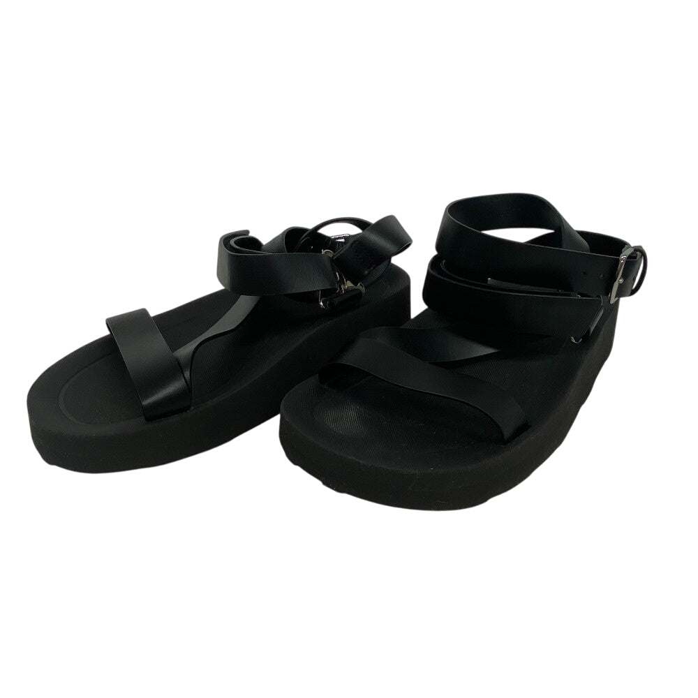 HERMES Sandals leather black velcro strap Enid Women 35 Used