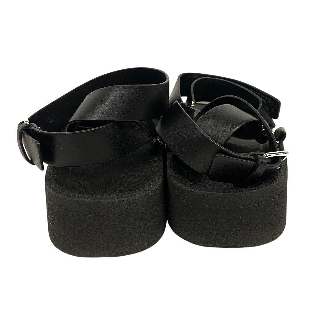 HERMES Sandals leather black velcro strap Enid Women 35 Used