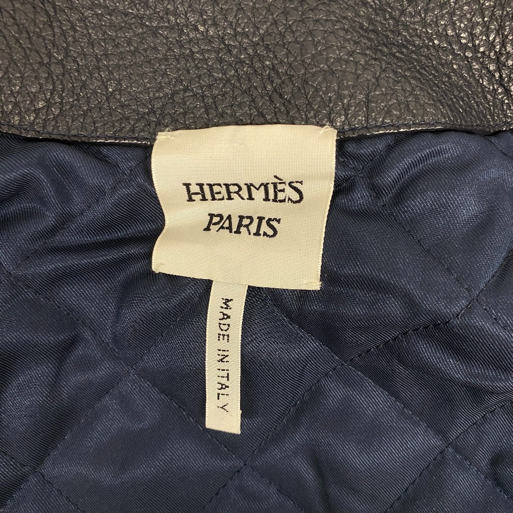 HERMES Riders jacket Sheepskin, Cashmere black liner vest mens 34 Used