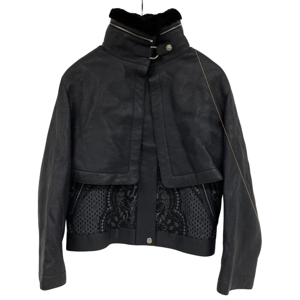 HERMES Riders jacket Sheepskin, Cashmere black liner vest mens 34 Used