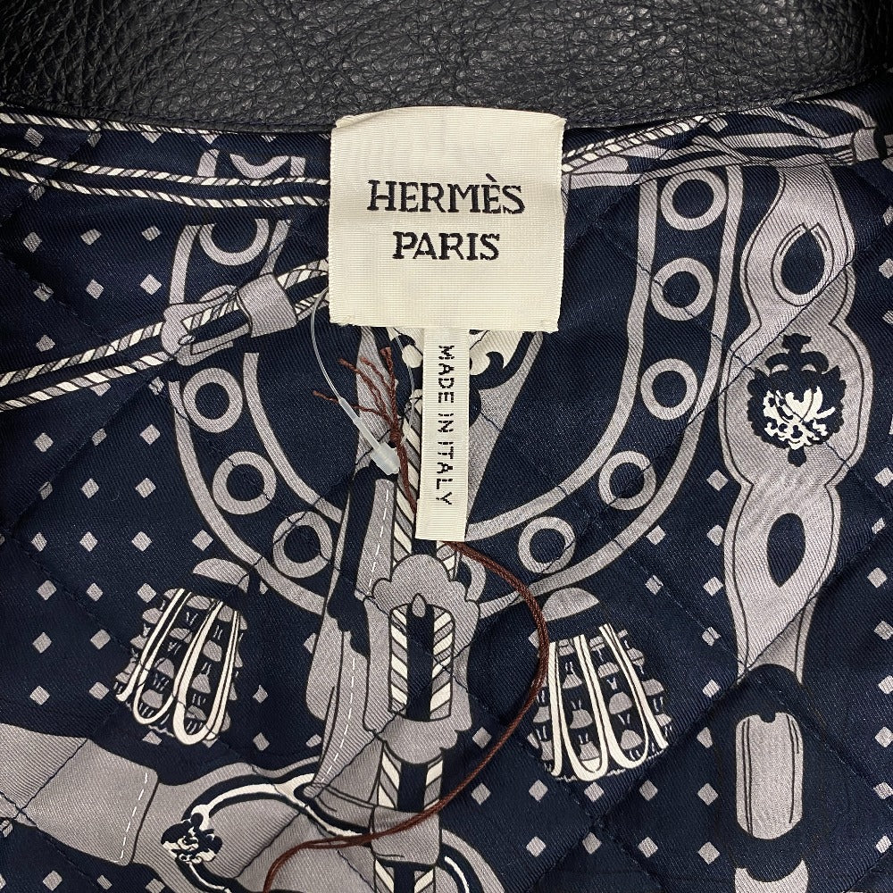 HERMES Riders jacket Sheepskin, Cashmere black liner vest mens 34 Used
