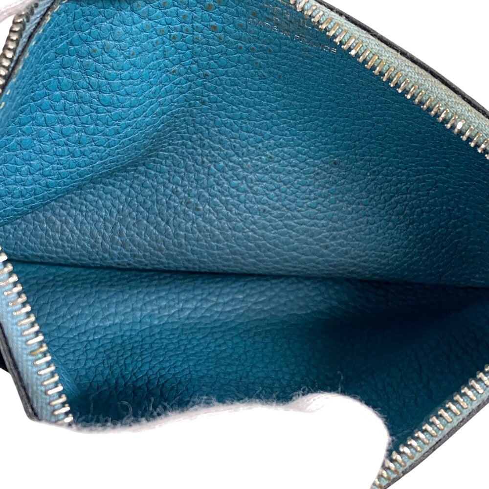 HERMES Long Wallet Purse leather Blue gene Dogon GM Women(Unisex) Used