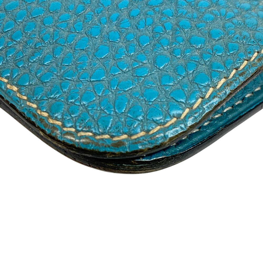 HERMES Long Wallet Purse leather Blue gene Dogon GM Women(Unisex) Used