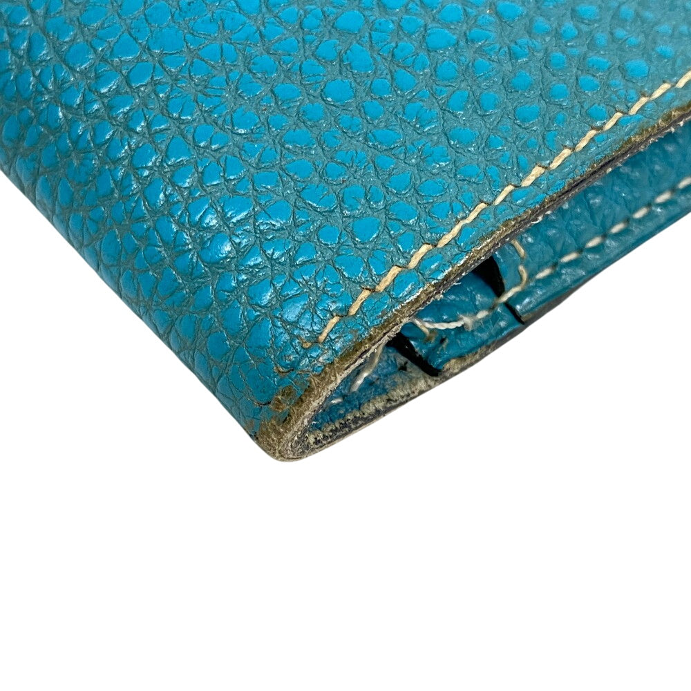 HERMES Long Wallet Purse leather Blue gene Dogon GM Women(Unisex) Used