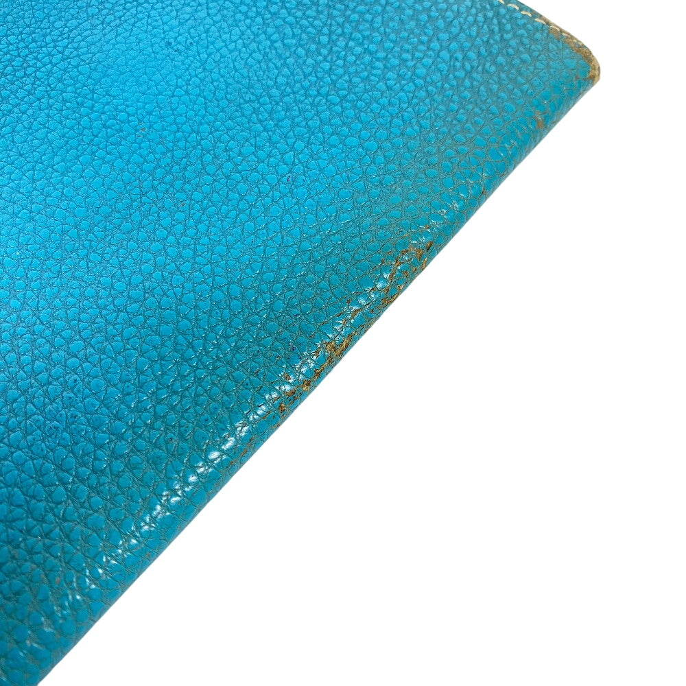 HERMES Long Wallet Purse leather Blue gene Dogon GM Women(Unisex) Used