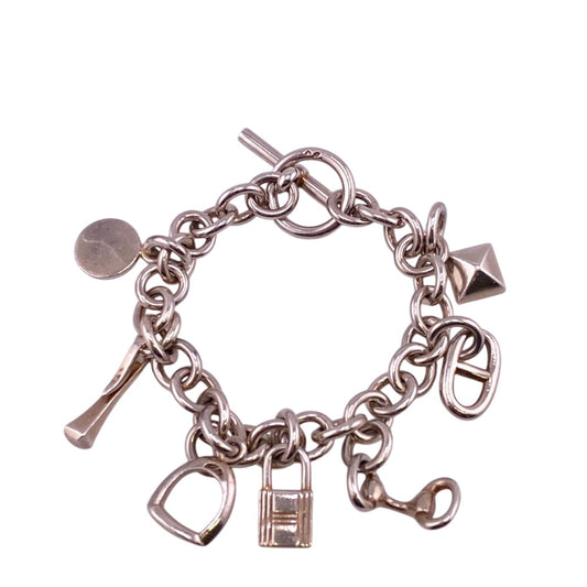 HERMES bracelet Silver925 Silver Serie Cadena Medor Chene Dunkle Horsebit Etrier Crudo Amulet 7