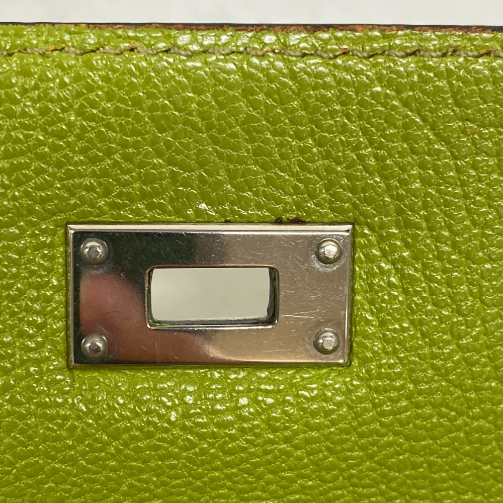 HERMES Long Wallet Purse leather Chevre Anise Green Turn lock Kelly wallet Women Used