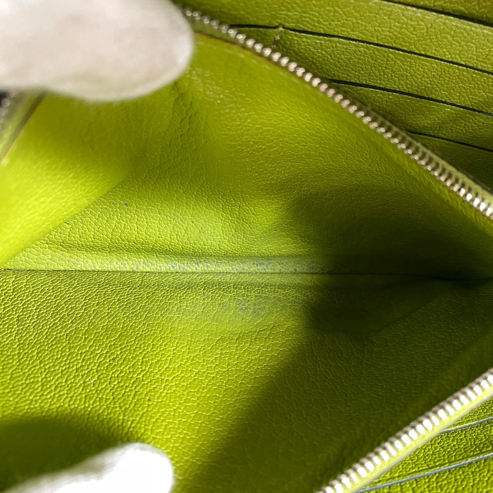 HERMES Long Wallet Purse leather Chevre Anise Green Turn lock Kelly wallet Women Used