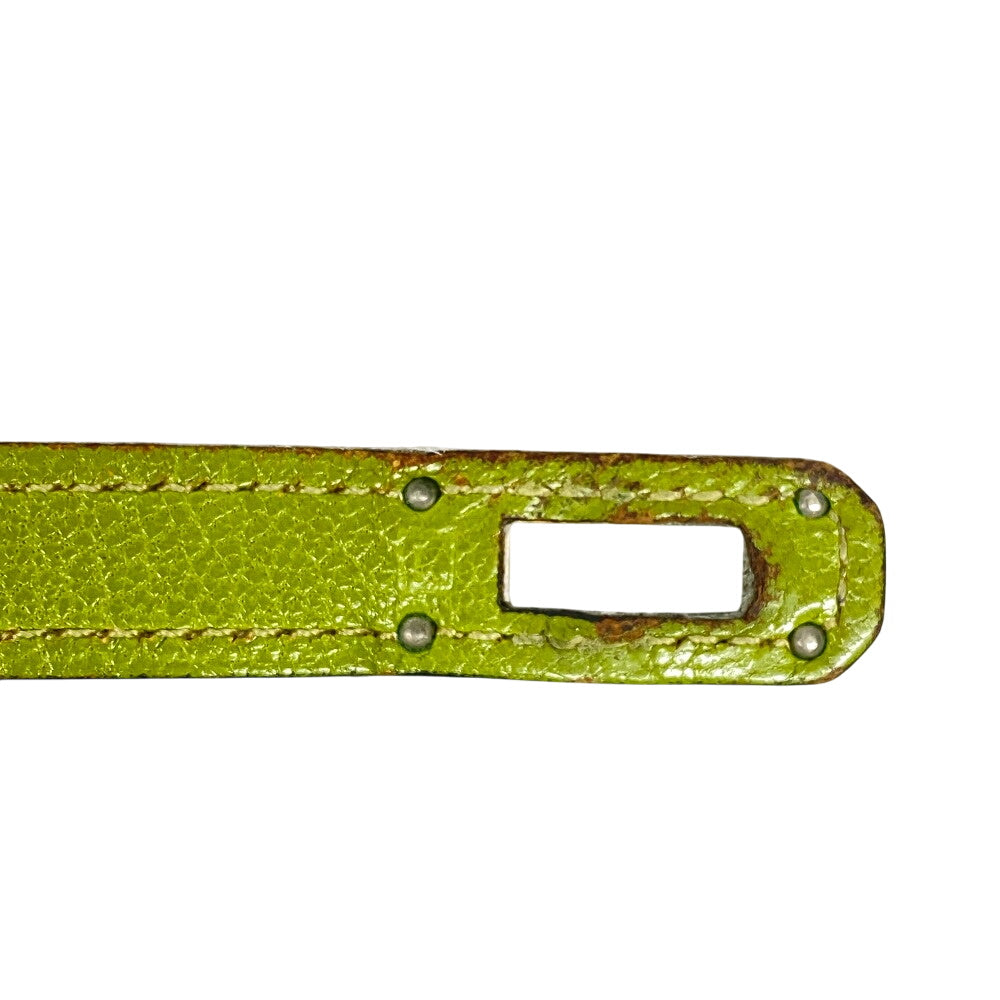 HERMES Long Wallet Purse leather Chevre Anise Green Turn lock Kelly wallet Women Used