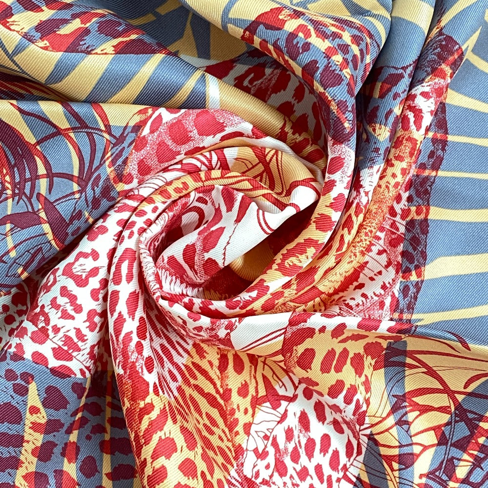 HERMES scarf silk Orange JUNGLE LOVE Carre70 Women Used