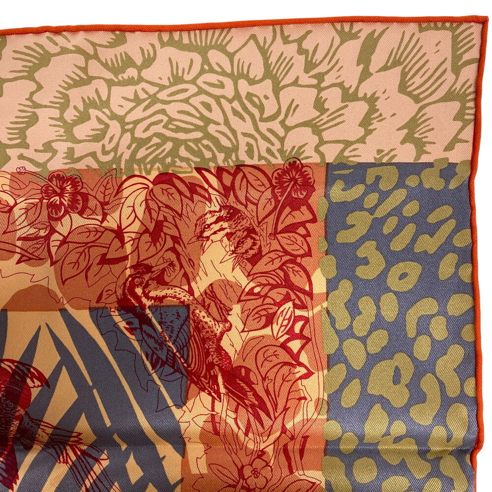HERMES scarf silk Orange JUNGLE LOVE Carre70 Women Used