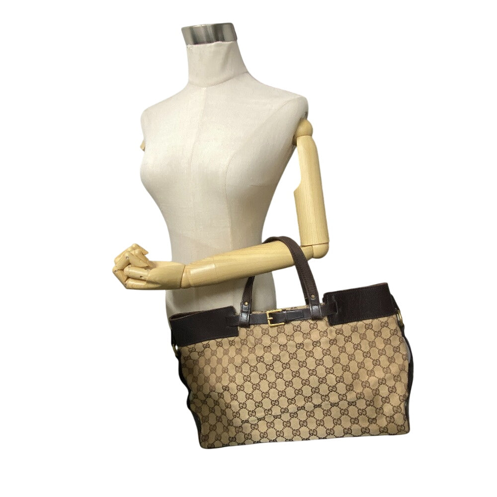 GUCCI Tote Bag 106251 Canvas, Leather Brown GG canvas Women Used