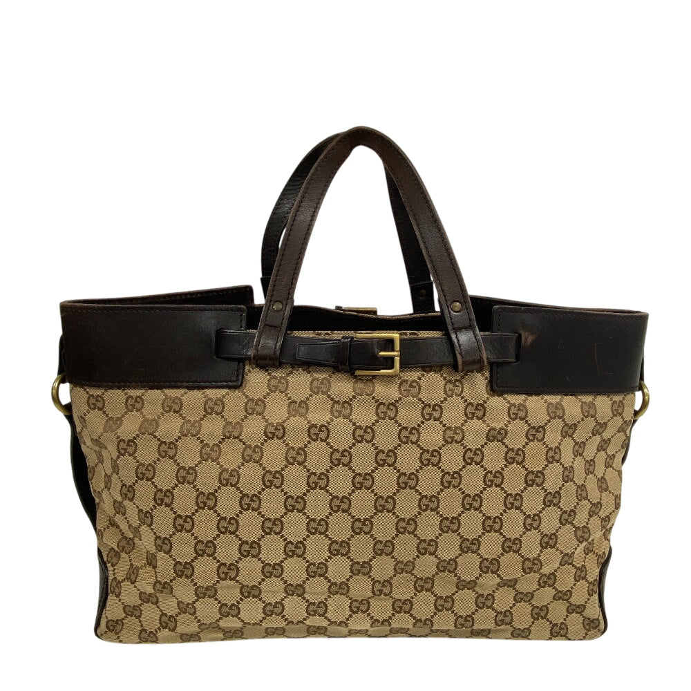 GUCCI Tote Bag 106251 Canvas, Leather Brown GG canvas Women Used