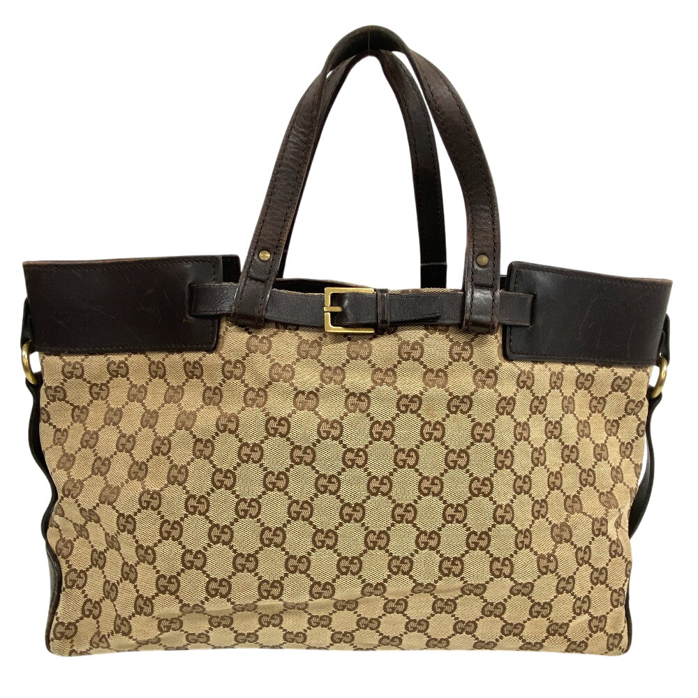 GUCCI Tote Bag 106251 Canvas, Leather Brown GG canvas Women Used