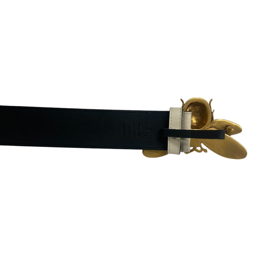 GUCCI belt 499637 leather white Bee Butterfly(Unisex) Used