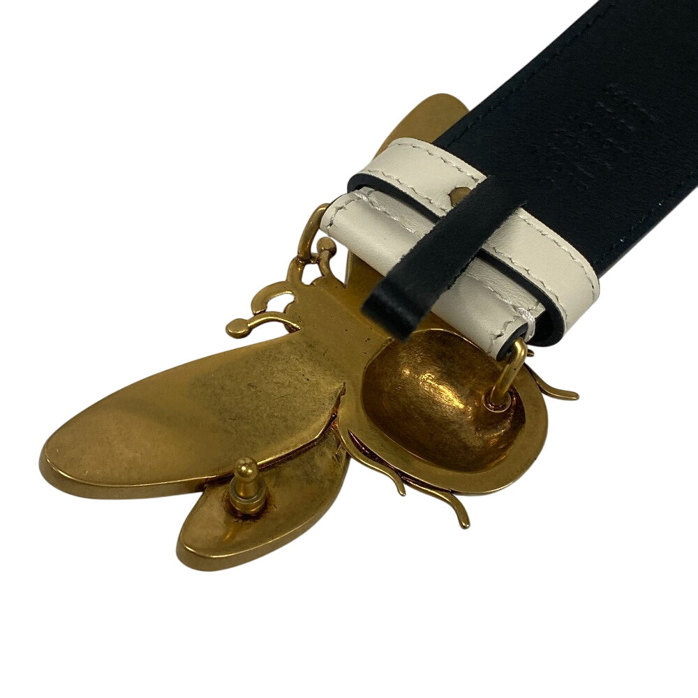 GUCCI belt 499637 leather white Bee Butterfly(Unisex) Used