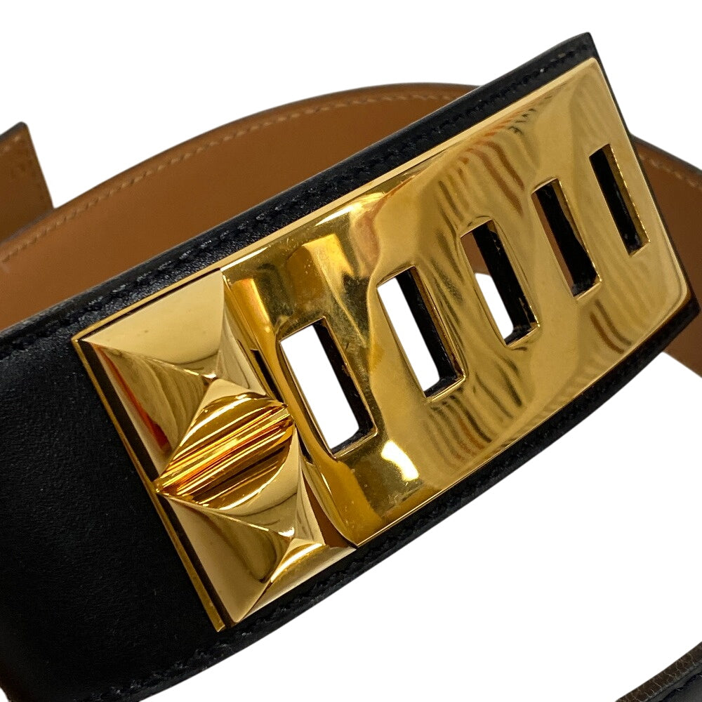 HERMES belt leather black Medor Cory Edssian Women(Unisex) Used