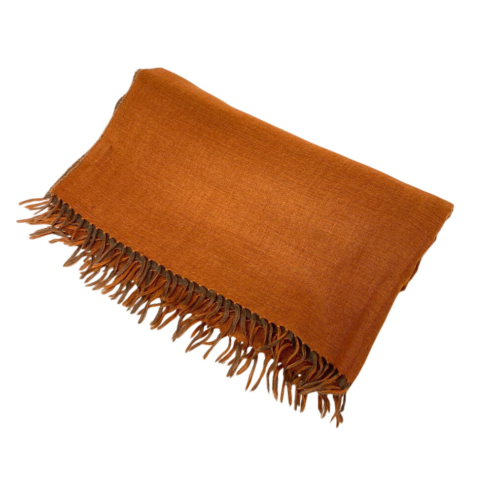 HERMES Scarf Cashmere, Silk Orange fringe