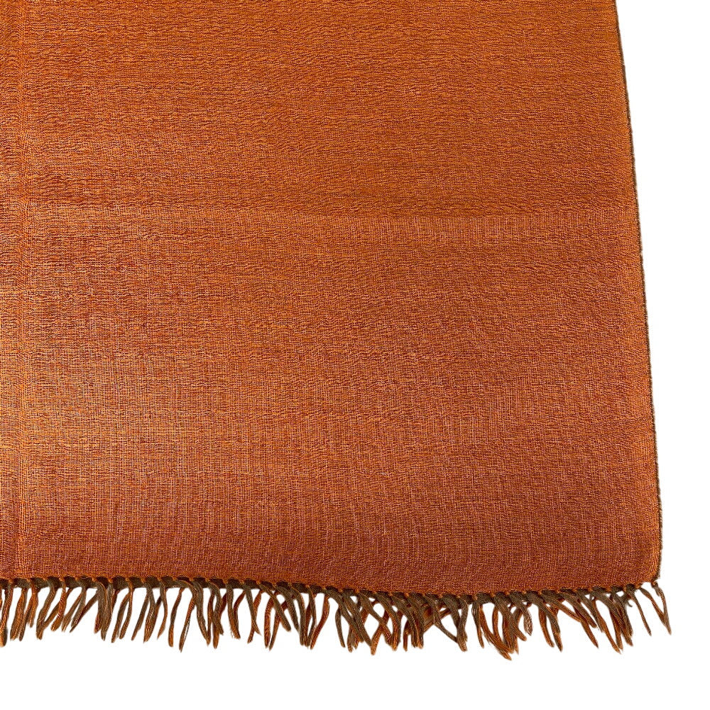 HERMES Scarf Cashmere, Silk Orange fringe