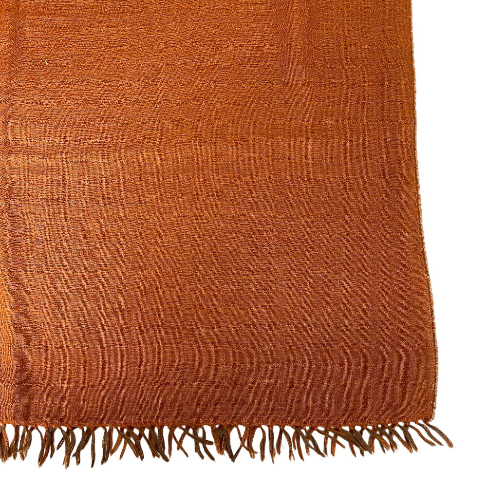 HERMES Scarf Cashmere, Silk Orange fringe
