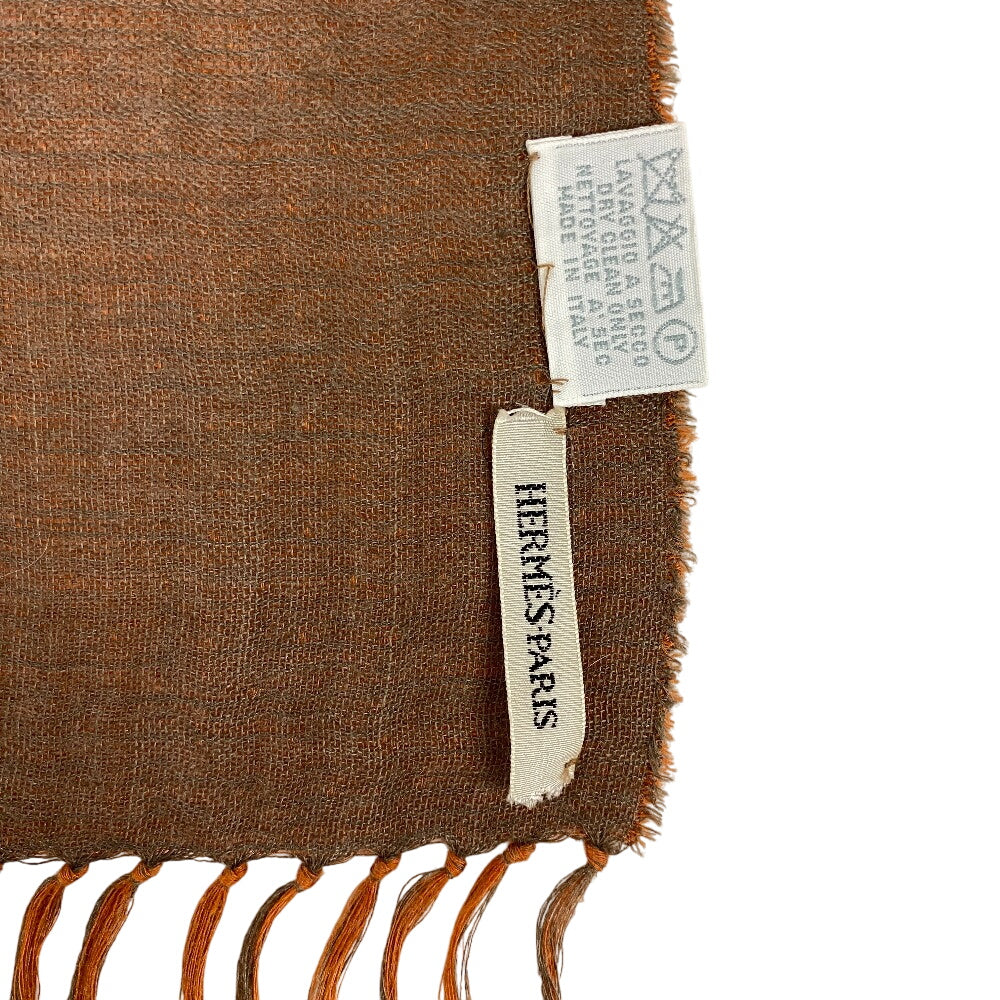 HERMES Scarf Cashmere, Silk Orange fringe