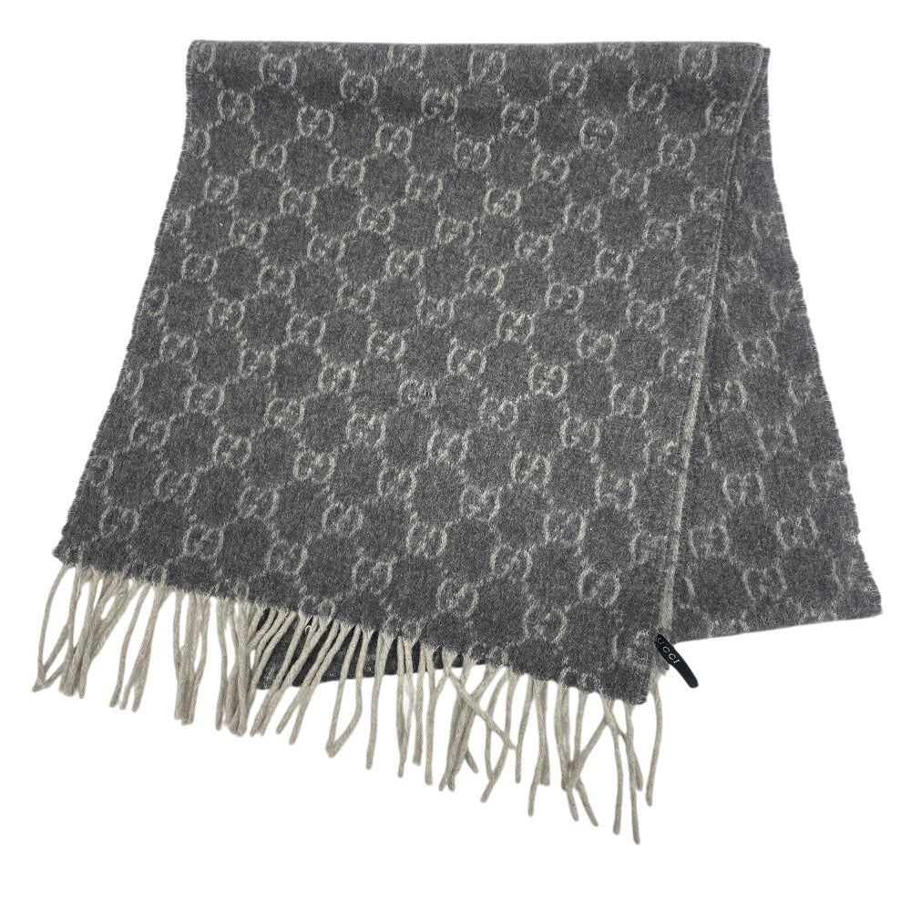 GUCCI Scarf cashmere gray GG pattern