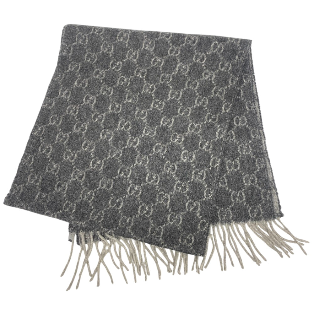 GUCCI Scarf cashmere gray GG pattern