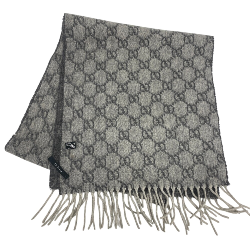 GUCCI Scarf cashmere gray GG pattern